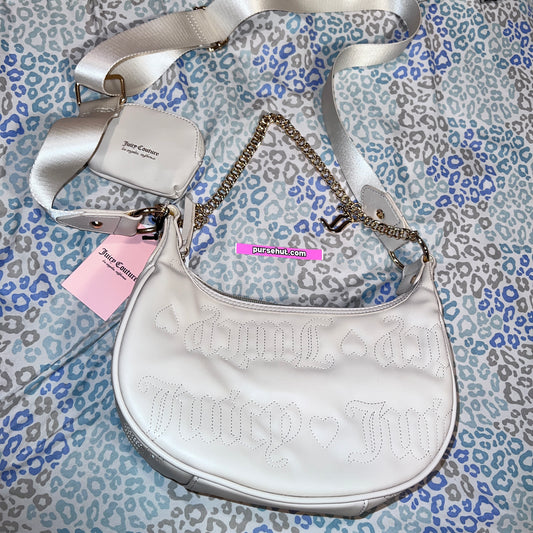 New White Juicy Couture Purse Xbody Bag Quilted Angel Puff Half Moon MSRP $79