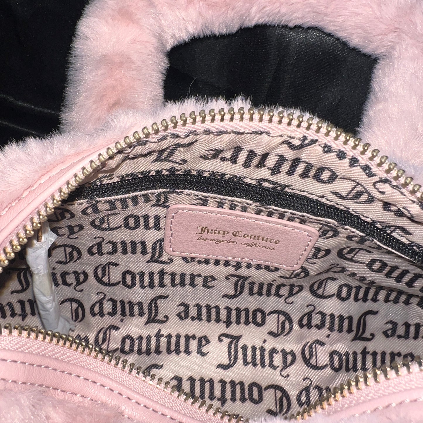 New Pink Juicy Couture Crossbody Bag Purse Fluffy Faux Fur