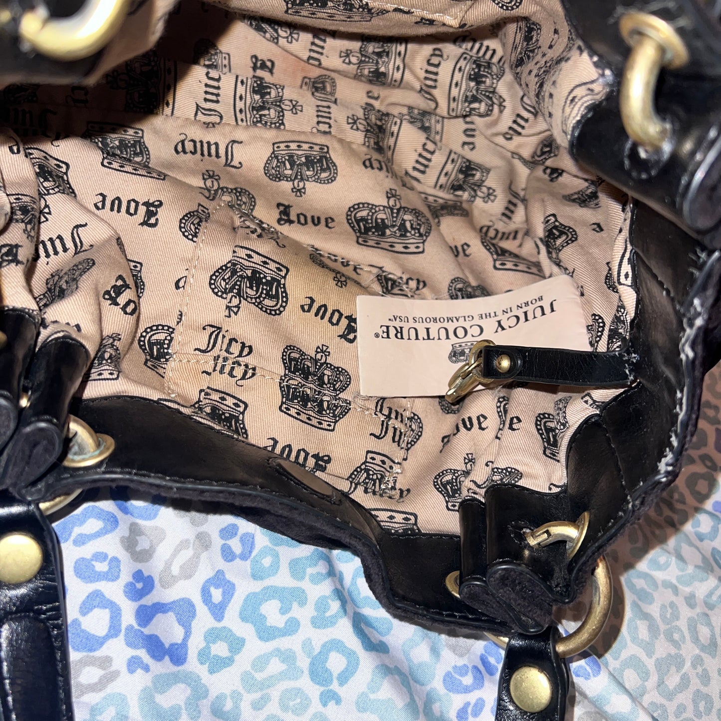 Vintage Black Juicy Couture Handbag Satchel Bag Purse Velour Y2K