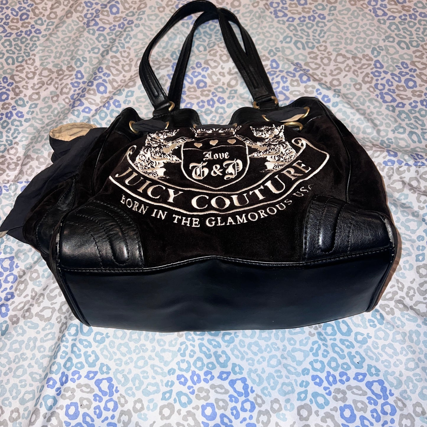 Vintage Black Juicy Couture Purse Daydreamer Tote Bag Scottie Dog Handbag Y2K