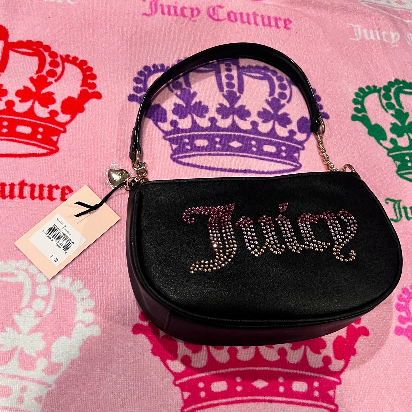 New Black Juicy Couture Purse Shoulder Bag Handbag MSRP $69 Liquorice Classic