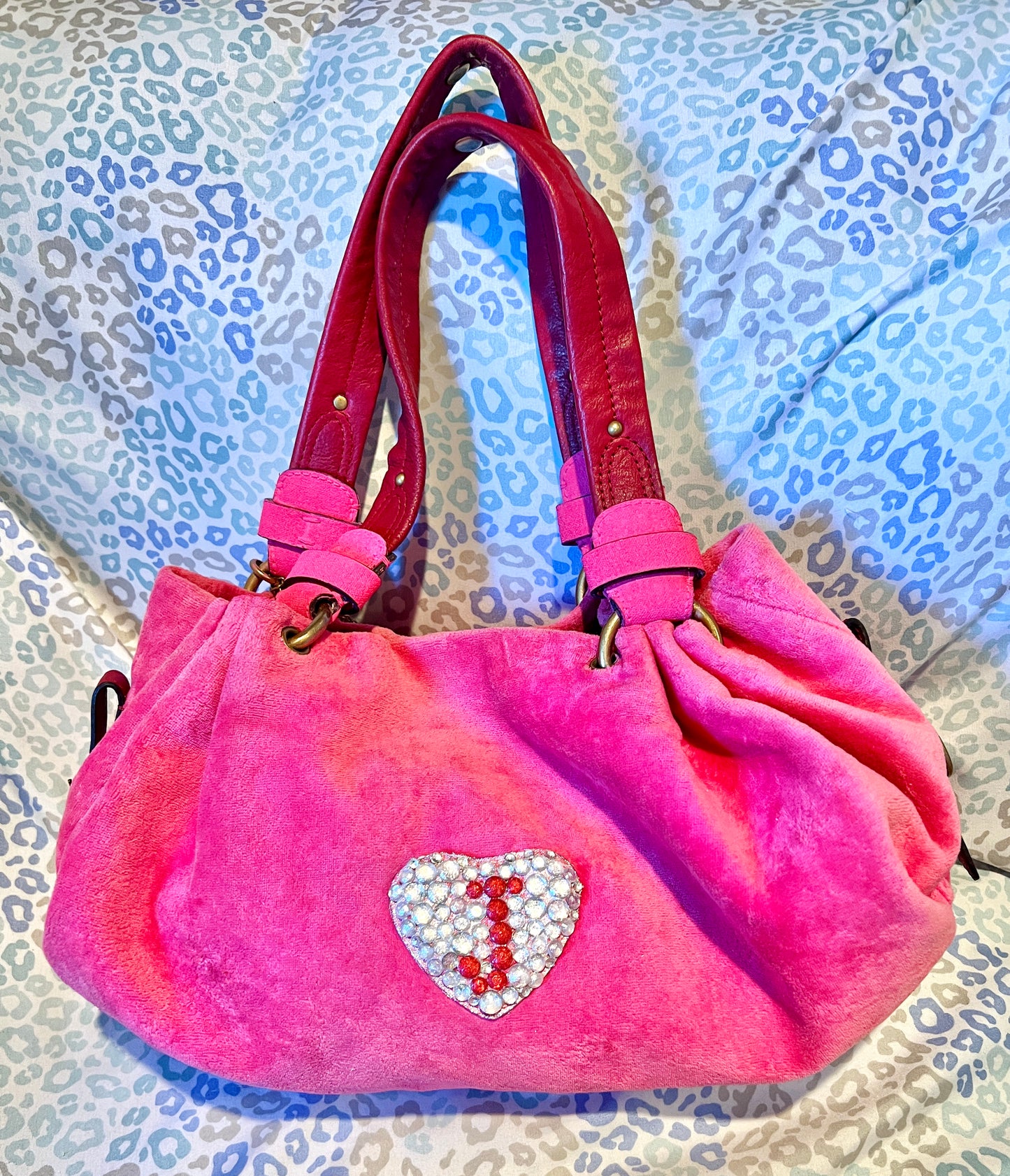 Vintage Rare Pink Juicy Couture Purse Velour Handbag Scottie Dog Bag Y2K Satchel