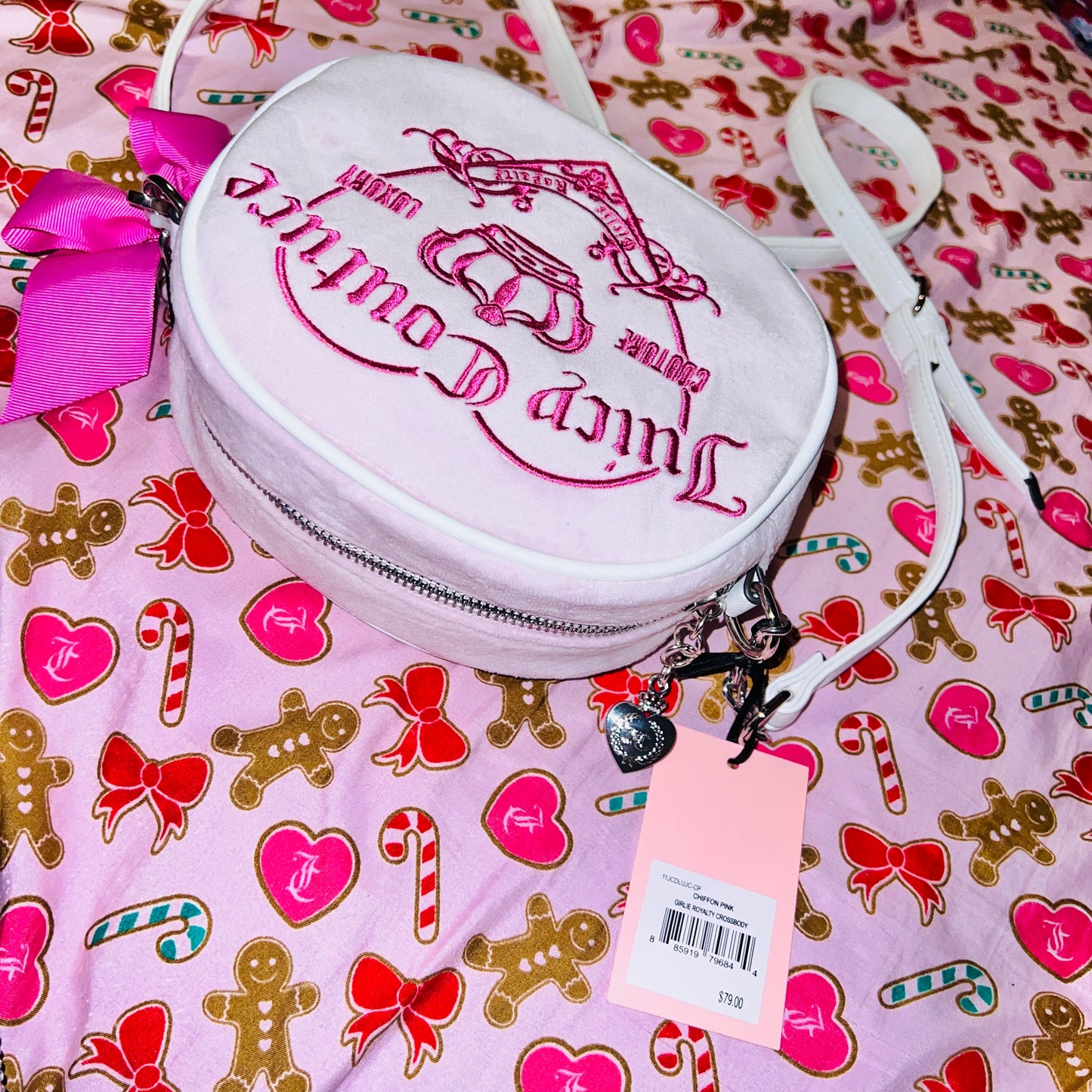 New Pink Juicy Couture Crossbody Bag Purse Y2K Couture Luxury Girlie Royalty