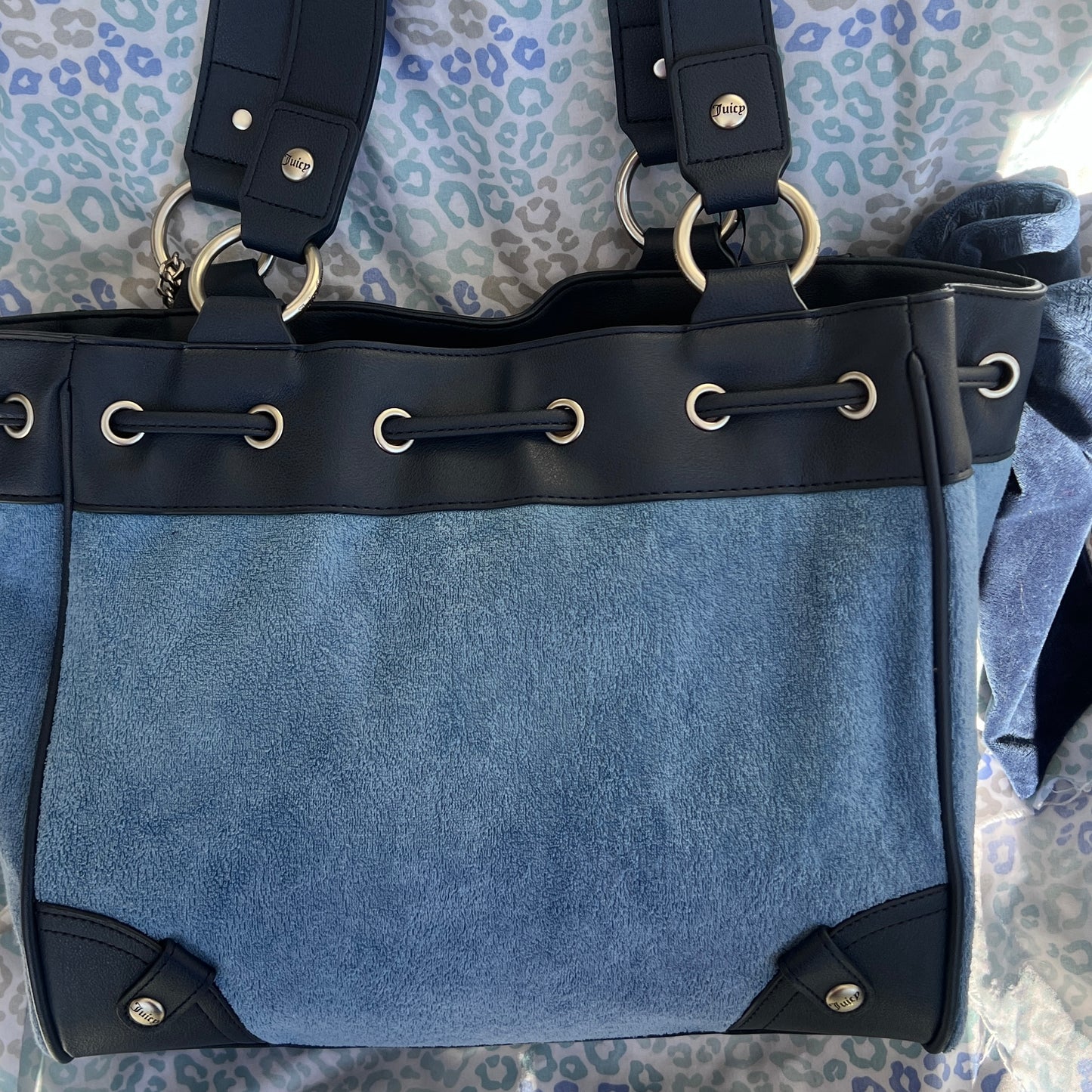 New Blue Juicy Couture Daydreamer Tote Bag Purse Custom Dyed Juicy Lovers Club