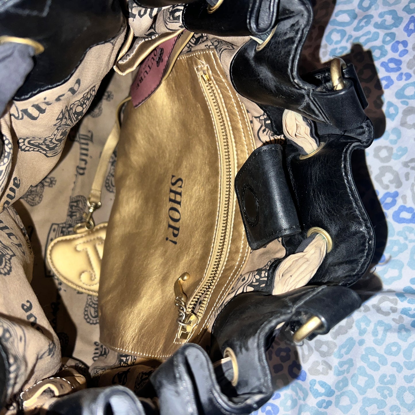 Vintage Black Juicy Couture Purse Daydreamer Tote Bag Scottie Dog Handbag Y2K