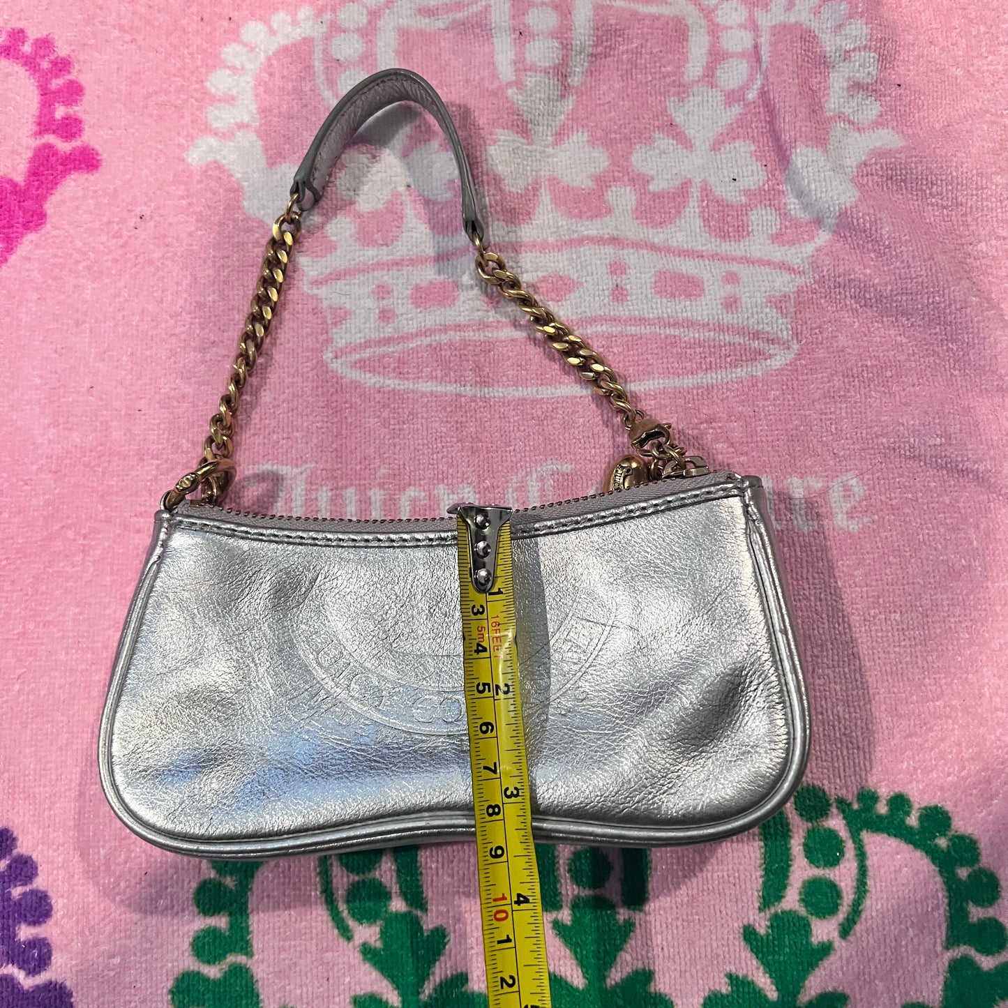 Rare Vintage Silver Juicy Couture Mini Bag Purse Handbag Y2K 2005 Coin Purse