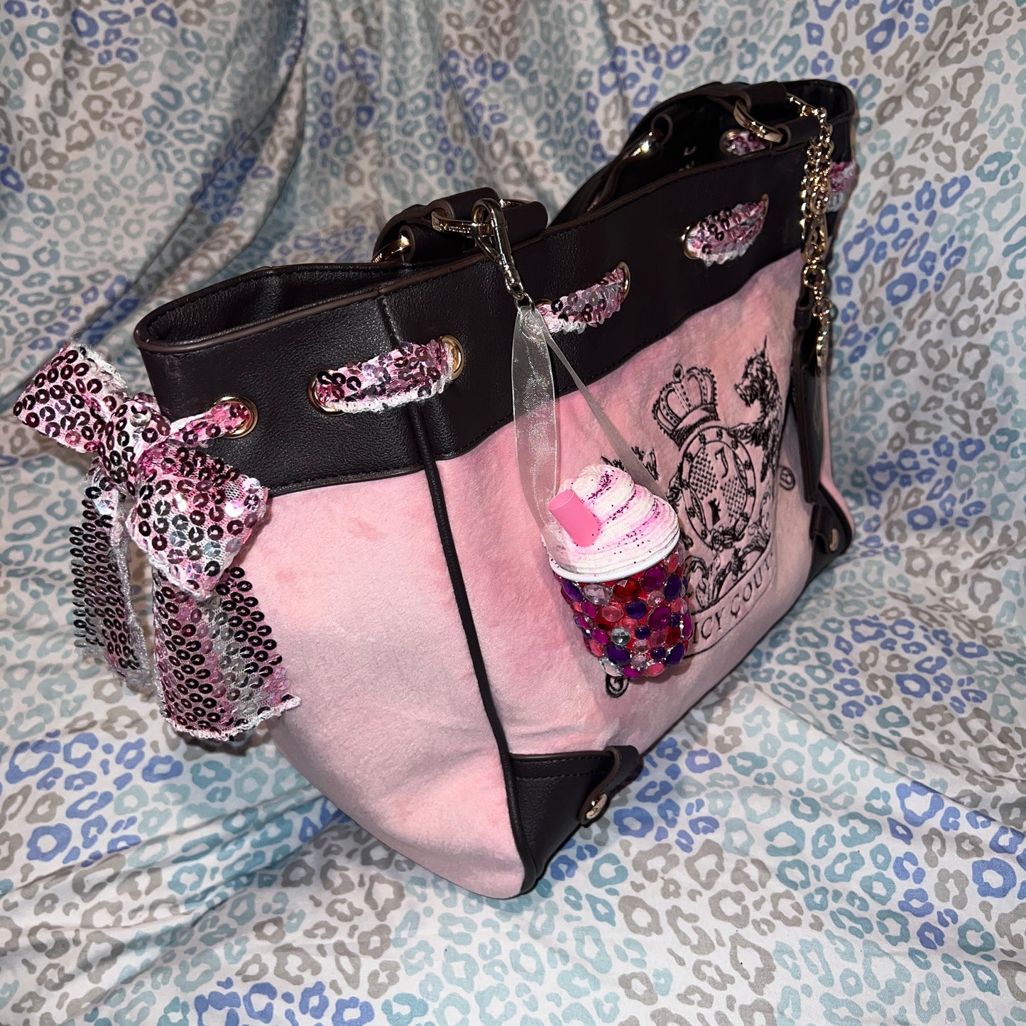 New Pink Juicy Couture Purse Daydreamer Tote Bag Handbag Custom Dyed Scottie Dog