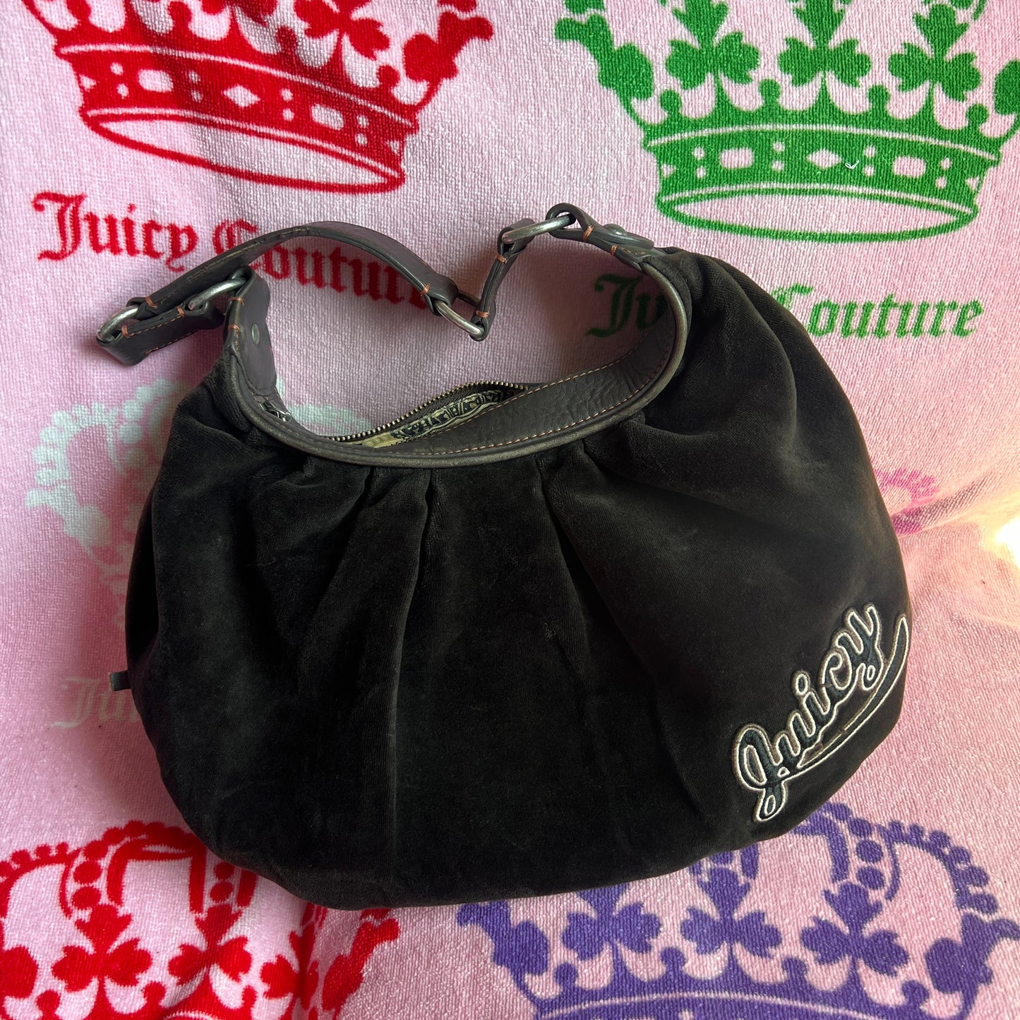 Vintage Black Juicy Couture Purse Bag Handbag Velour Y2K Trust Fund University