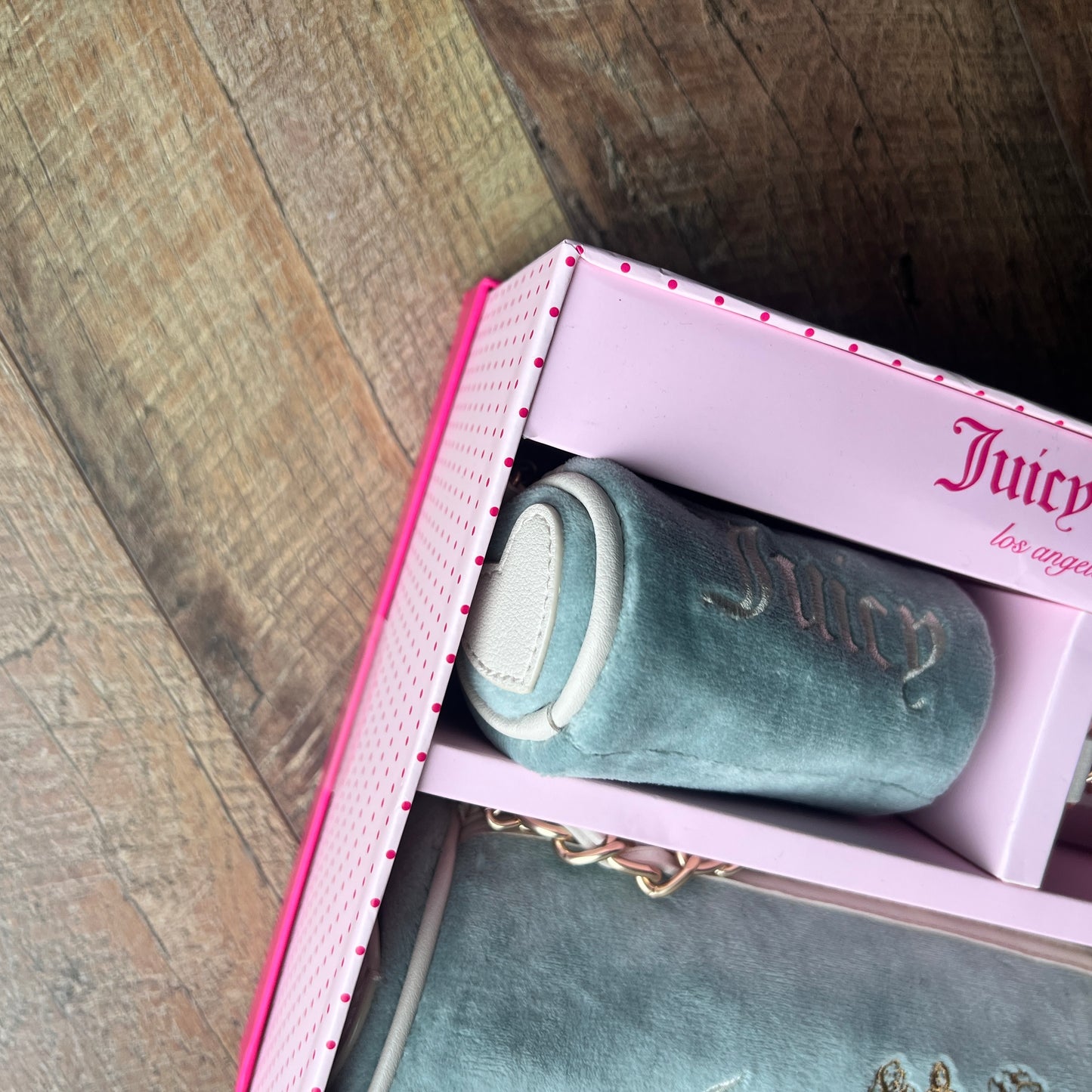 New Blue Juicy Couture Handbag Barrel Bag Heritage Purse Set of 2 Vintage Style