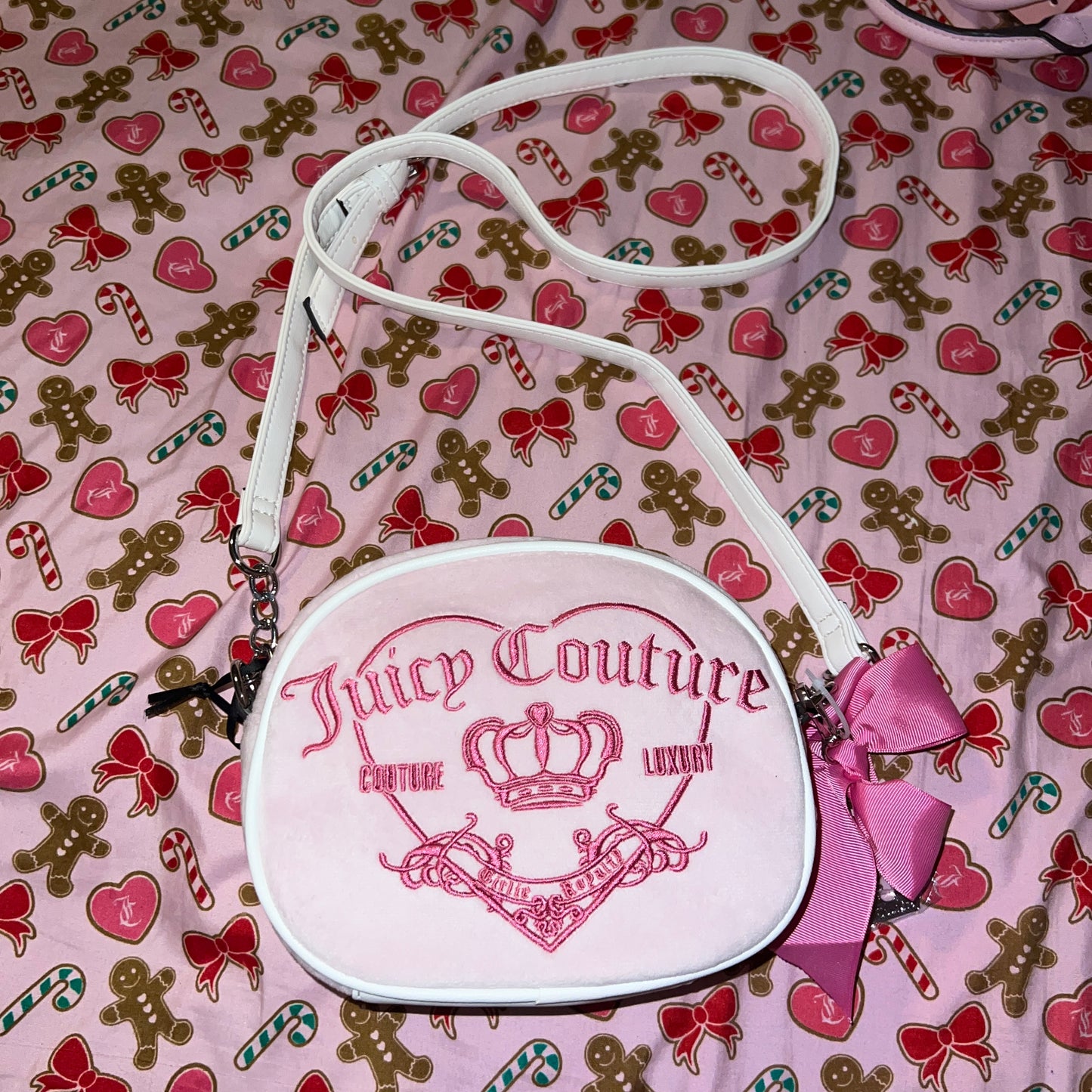 New Pink Juicy Couture Crossbody Bag Purse Y2K Couture Luxury Girlie Royalty