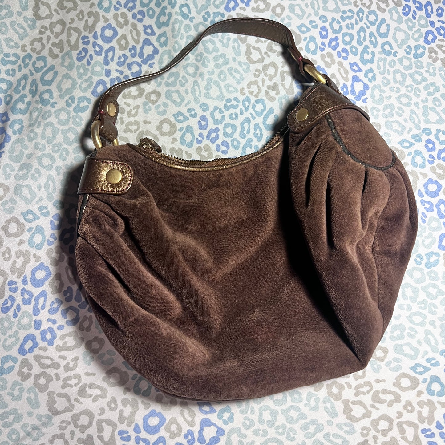 Vintage Brown Juicy Couture Purse Handbag Bag Satchel Velour Y2K