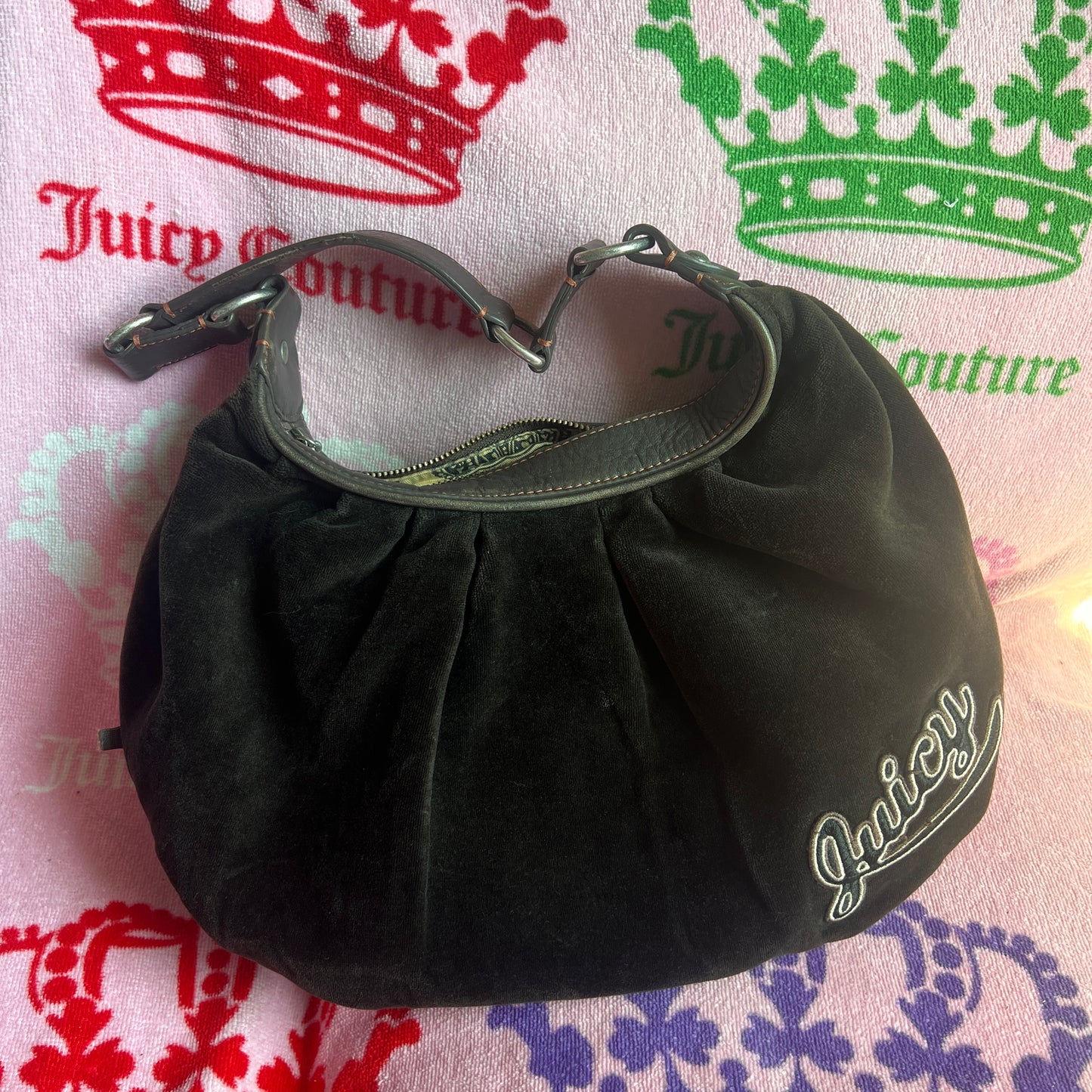 Vintage Black Juicy Couture Purse Bag Handbag Velour Y2K Trust Fund University