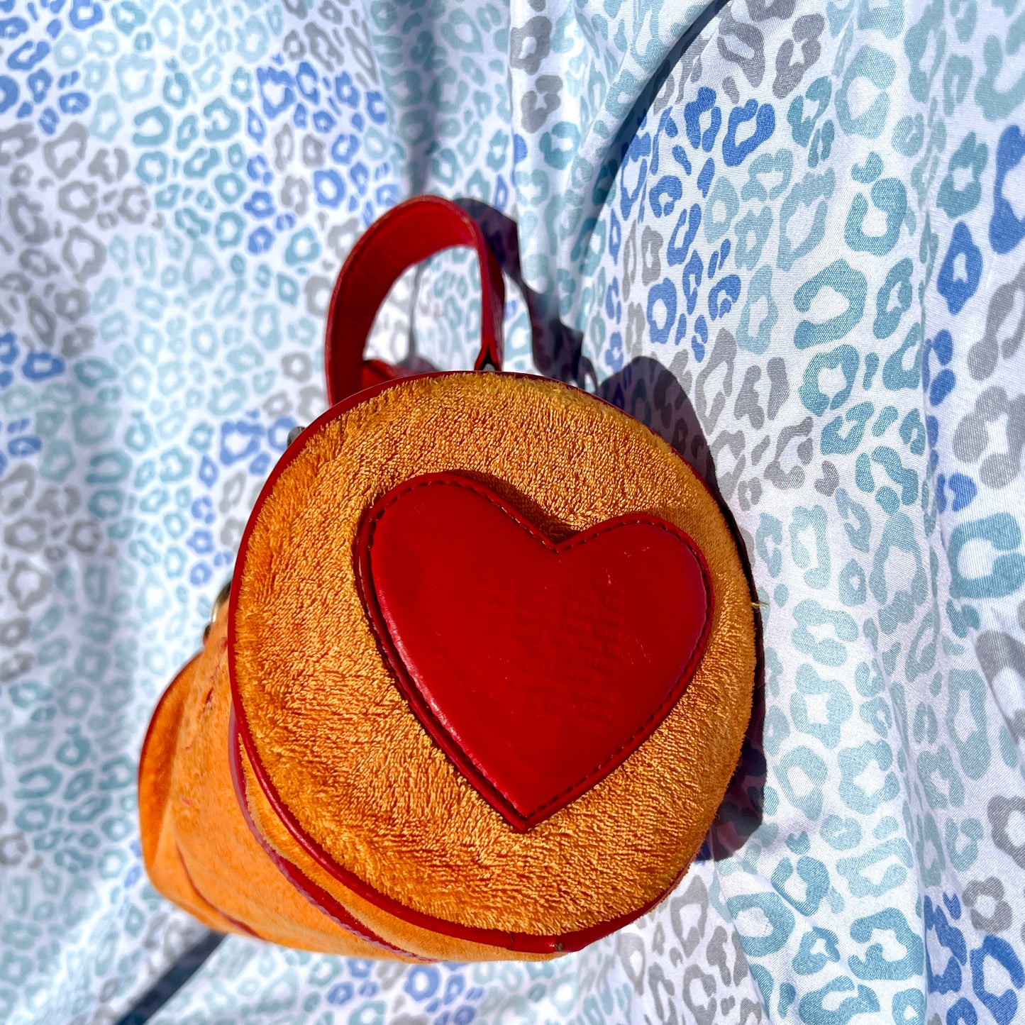Vintage Red Orange Juicy Couture Barrel Bag Purse Handbag Terry Cloth Scottie