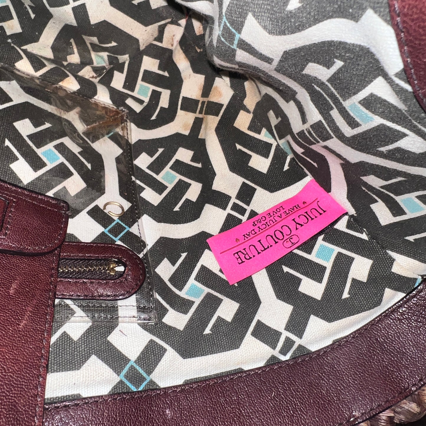 Vintage Brown Juicy Couture Tote Bag Purse Y2K Handbag XL Size Woven Wicker