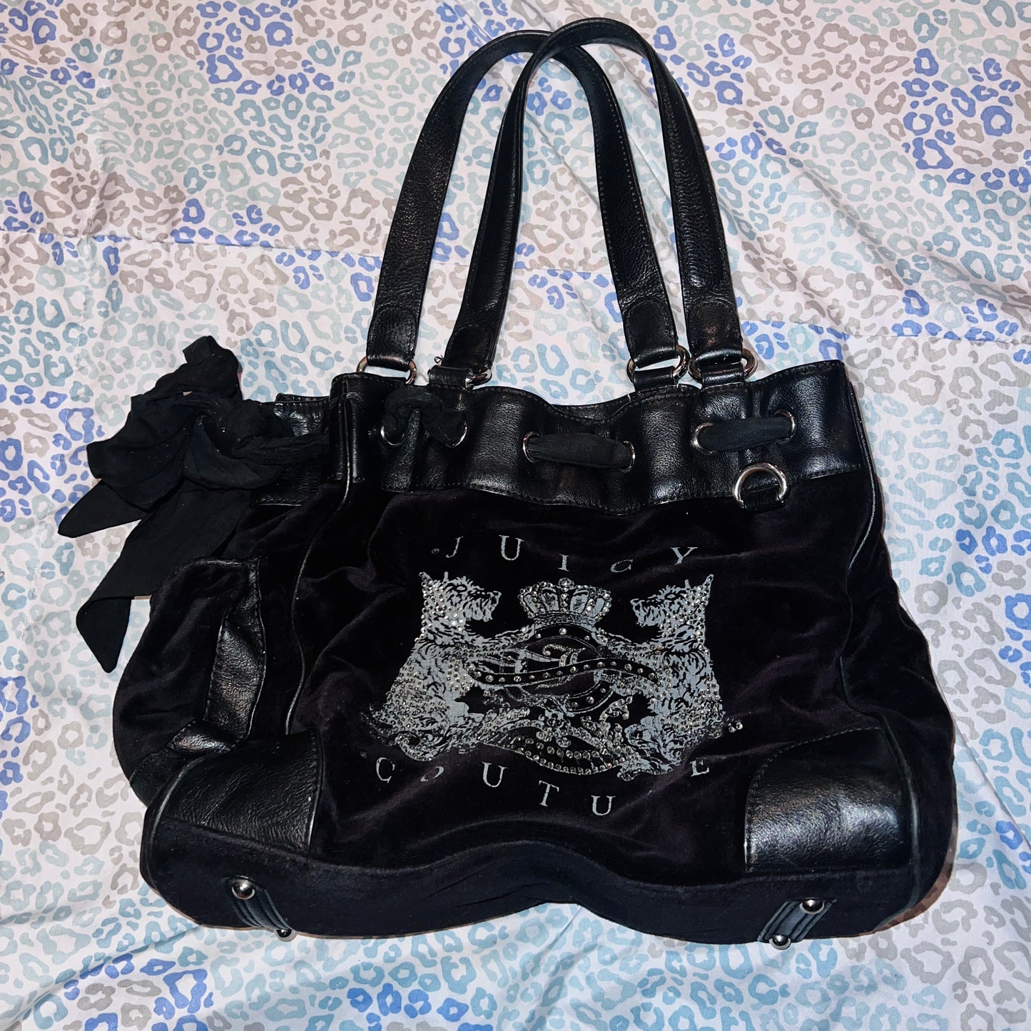 Vintage Black Juicy Couture Purse Tote Bag Handbag Scottie Daydreamer Mcbling