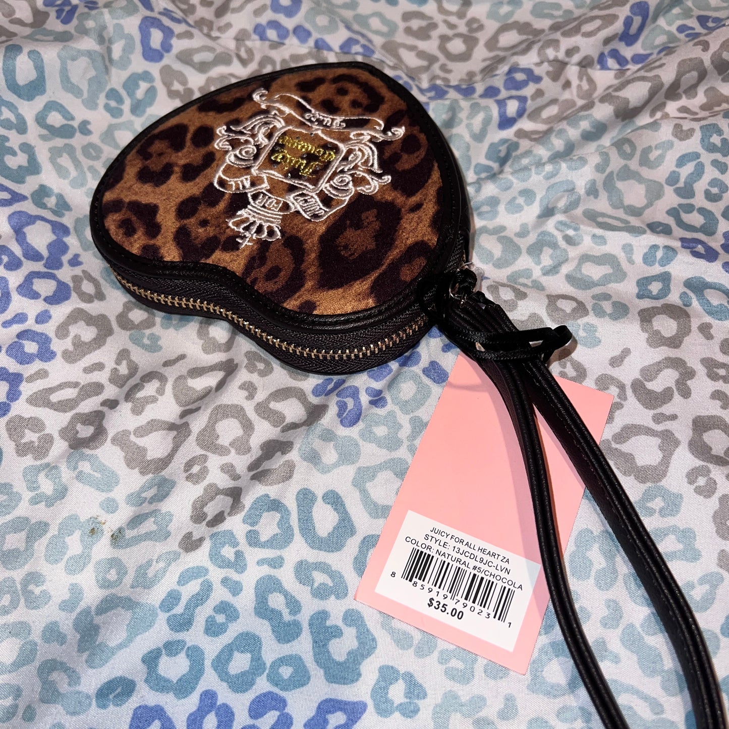 New Brown Juicy Couture Wallet Clutch Bag Coin Purse Card Holder Cheetah Leopard