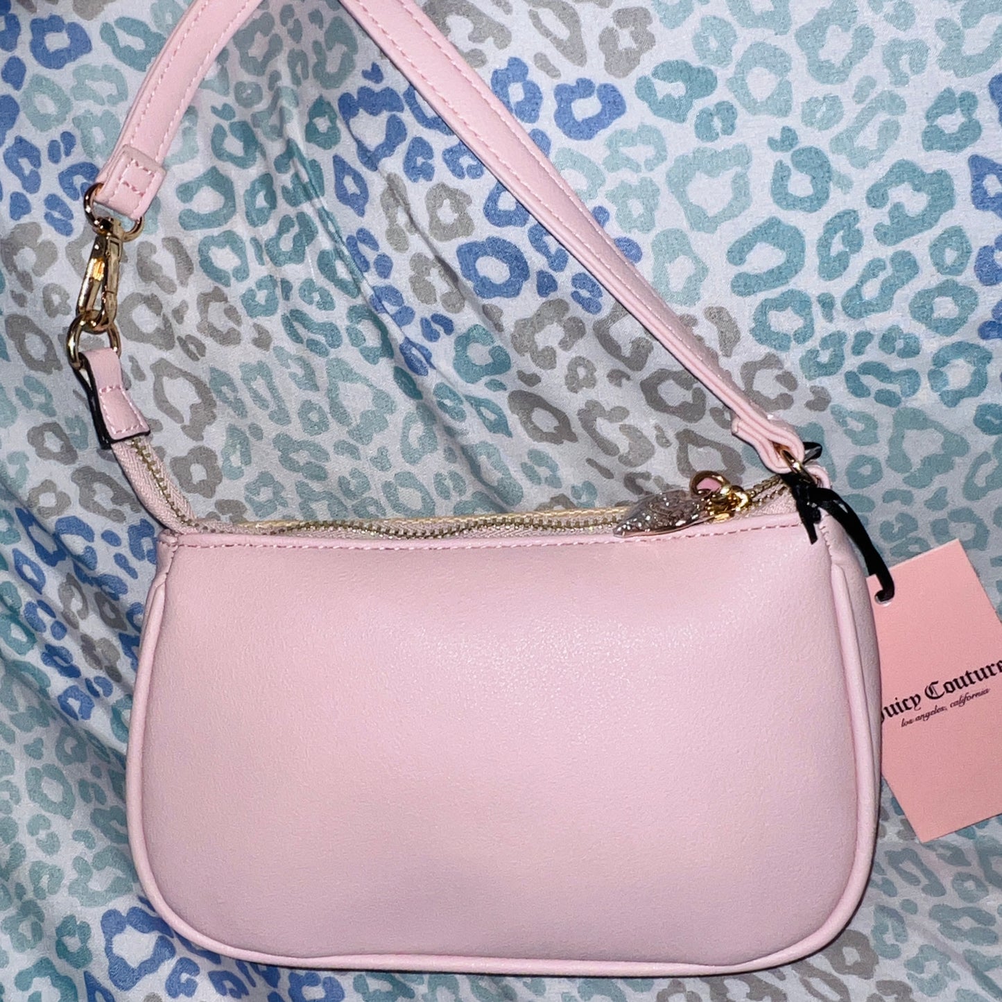 New Pink Tan Straw Juicy Couture Wristlet Purse Clutch Bag Handbag Floral Flower