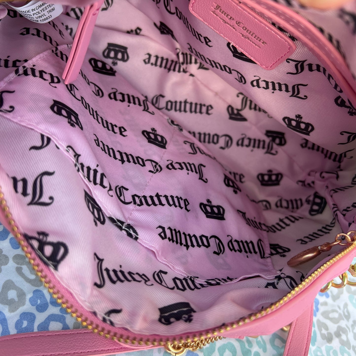 New Pink Green Juicy Couture Purse Fairy Tale Bag Velour Vintage Style Handbag