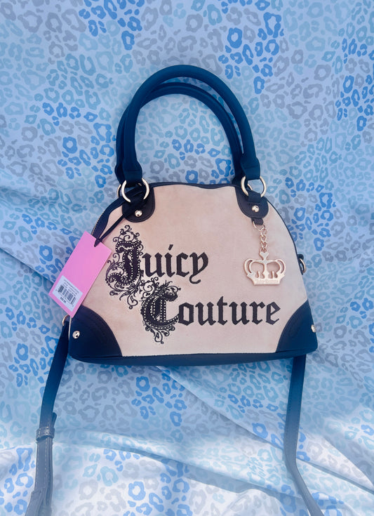 New Brown Beige Juicy Couture Purse Renaissance Bowler Bag Velour Vintage Style