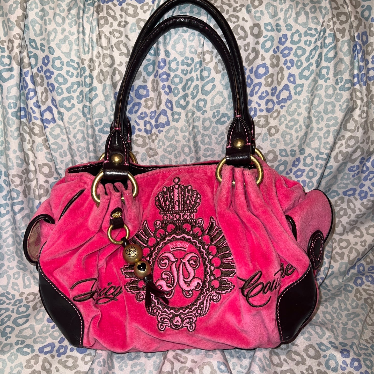 Vintage Pink Juicy Couture Purse Handbag Satchel Bag Velour Y2K