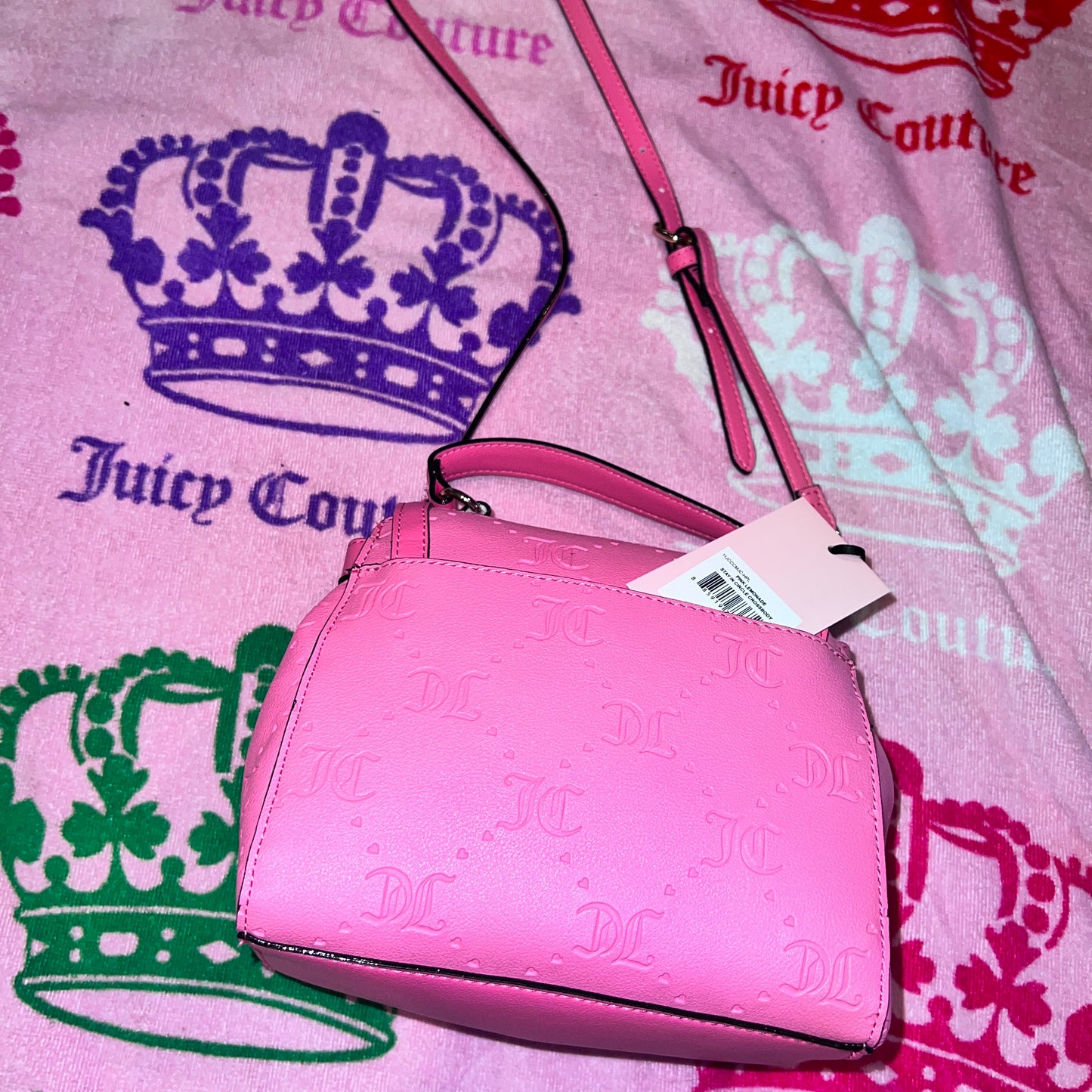 New Pink Juicy Couture Purse Handbag Stay In Circle Crossbody Bag