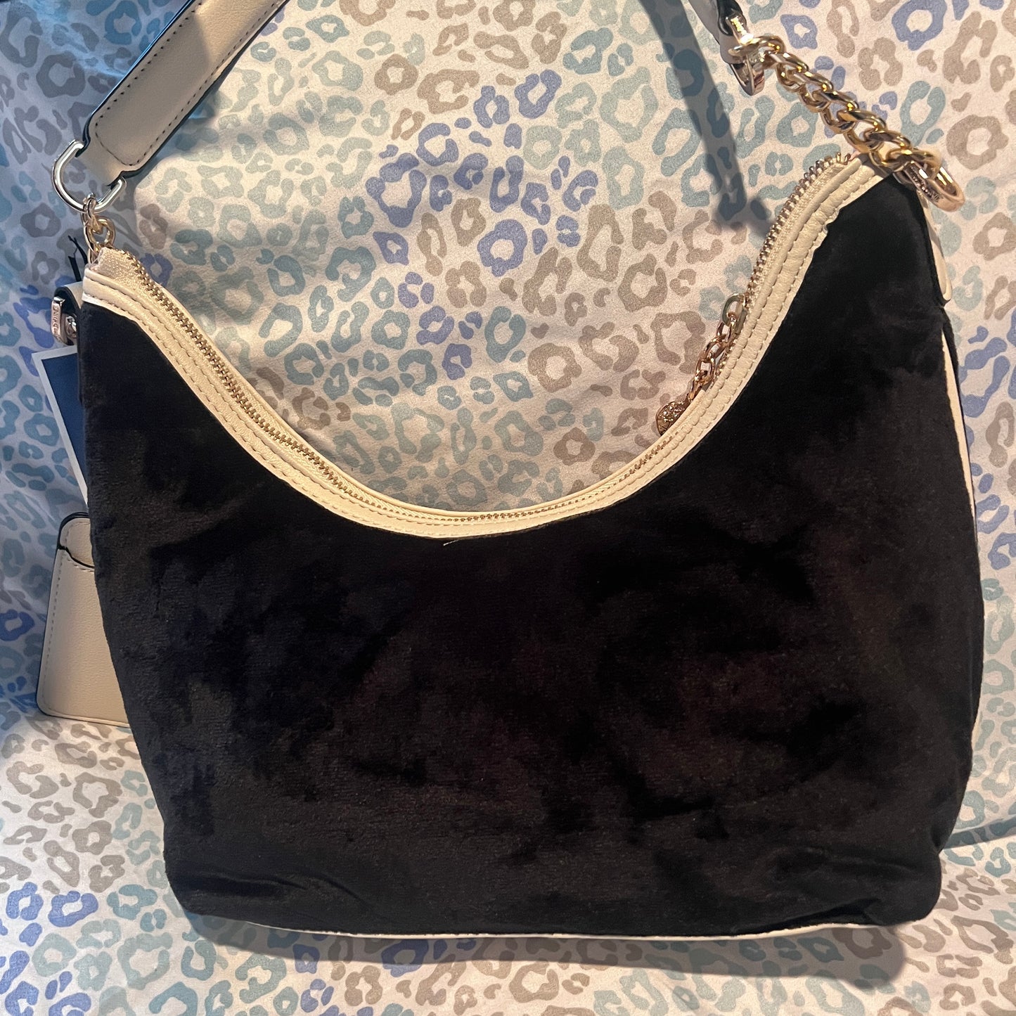 New Black Juicy Couture Purse Velvet Bag Handbag Vintage Style Scottie Dog