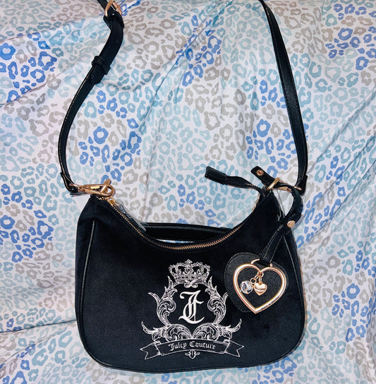New Black Juicy Couture Purse Need More Juicy Crossbody Bag Velour Vintage Style