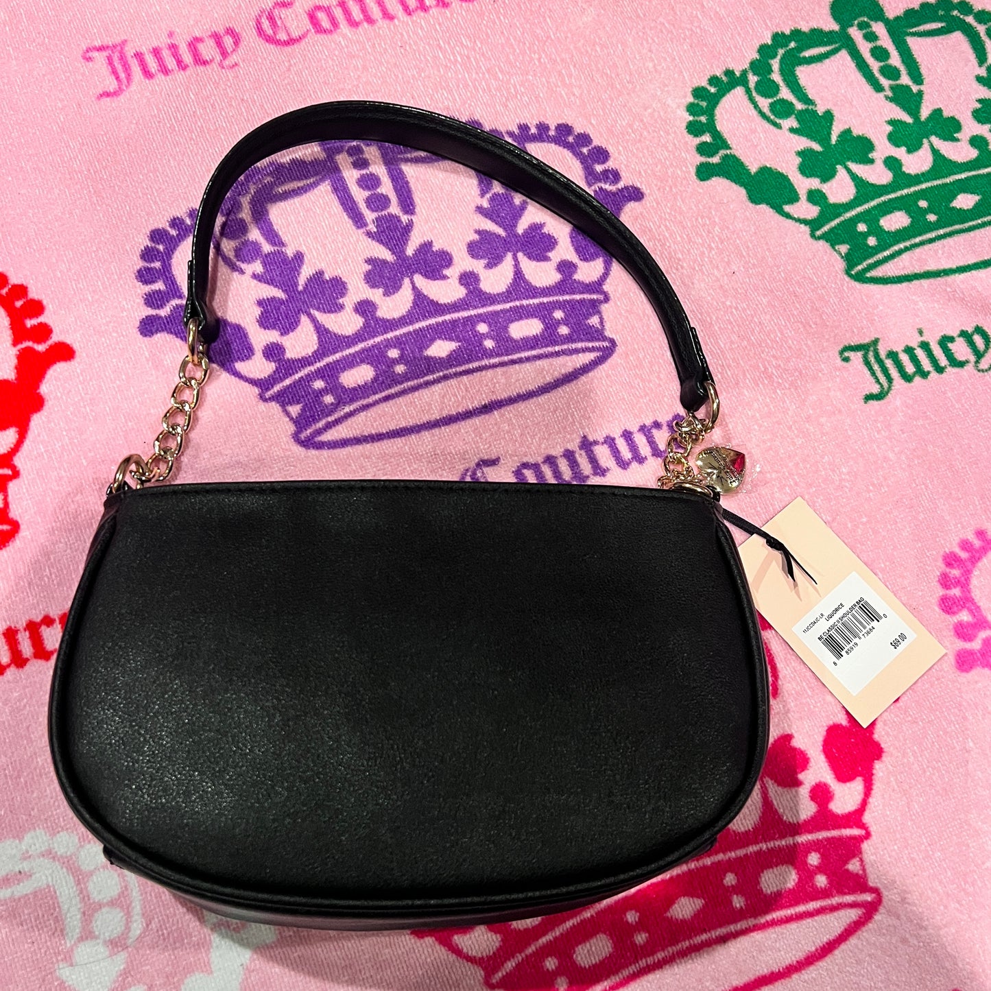 New Black Juicy Couture Purse Shoulder Bag Handbag MSRP $69 Liquorice Classic