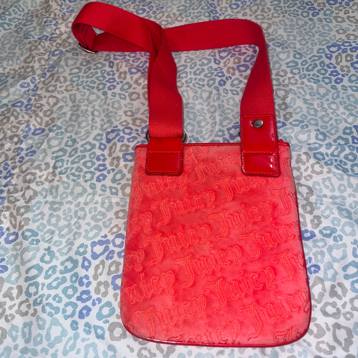 Vintage Rare Red Juicy Couture Purse Crossbody Bag Handbag Velour Y2K