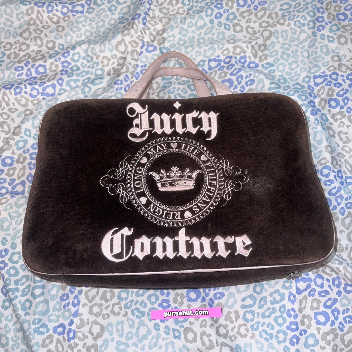 Vintage Brown Juicy Couture Makeup Bag Cosmetic  Travel Case Handbag Velour Y2K