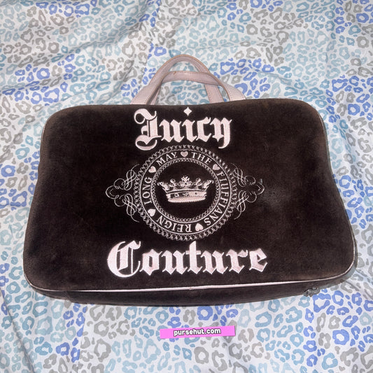 Vintage Brown Juicy Couture Makeup Bag Cosmetic  Travel Case Handbag Velour Y2K