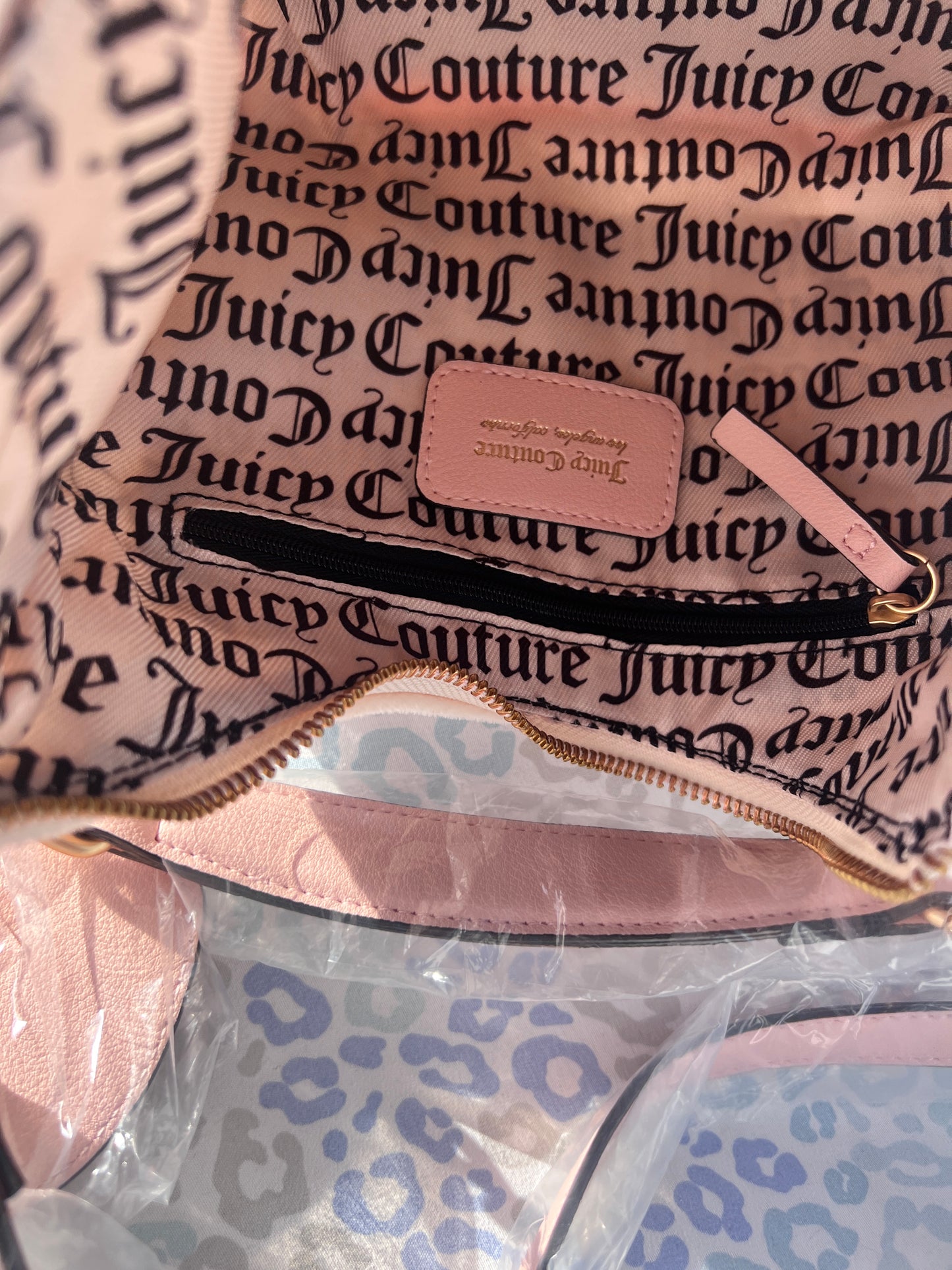 New Pink Cream Juicy Couture Purse Crossbody Bag Velvet Vintage Style