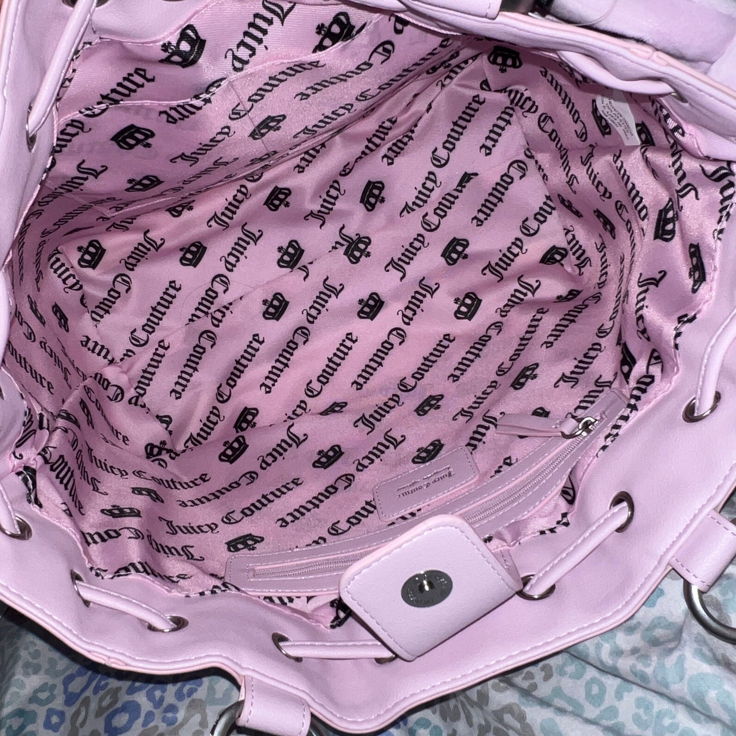 New Pink Juicy Couture Purse Tote Bag Handbag Velour Fairy Tale Vintage Style