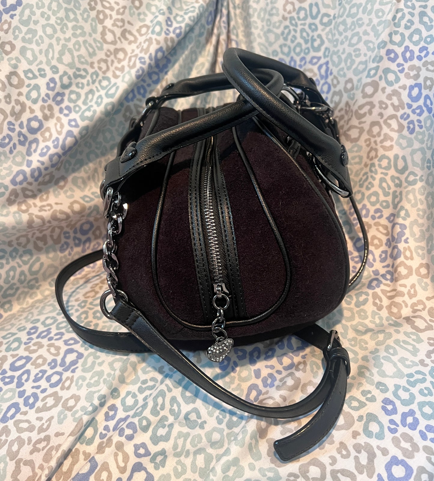 New Black Juicy Couture Purse Juicy Angel Bowler Bag Handbag Terry Cloth Satchel