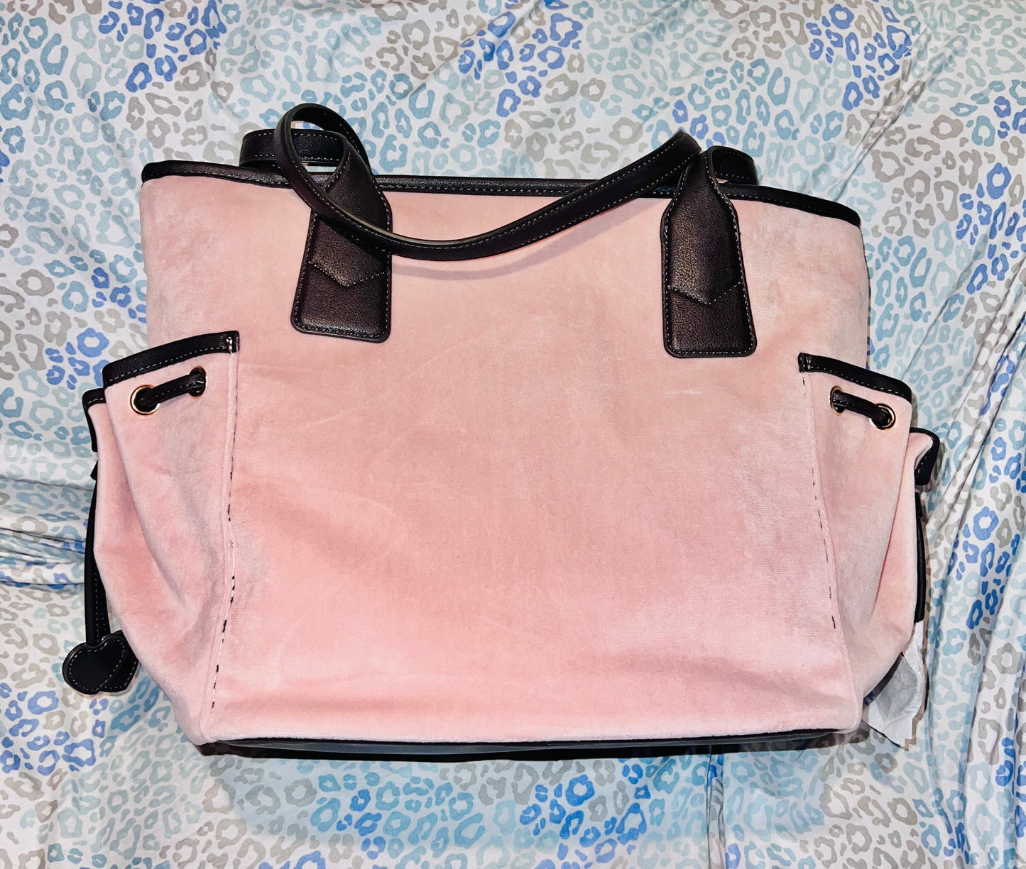 New Brown Pink Juicy Couture Purse Handbag Tote Bag Velour Renaissance