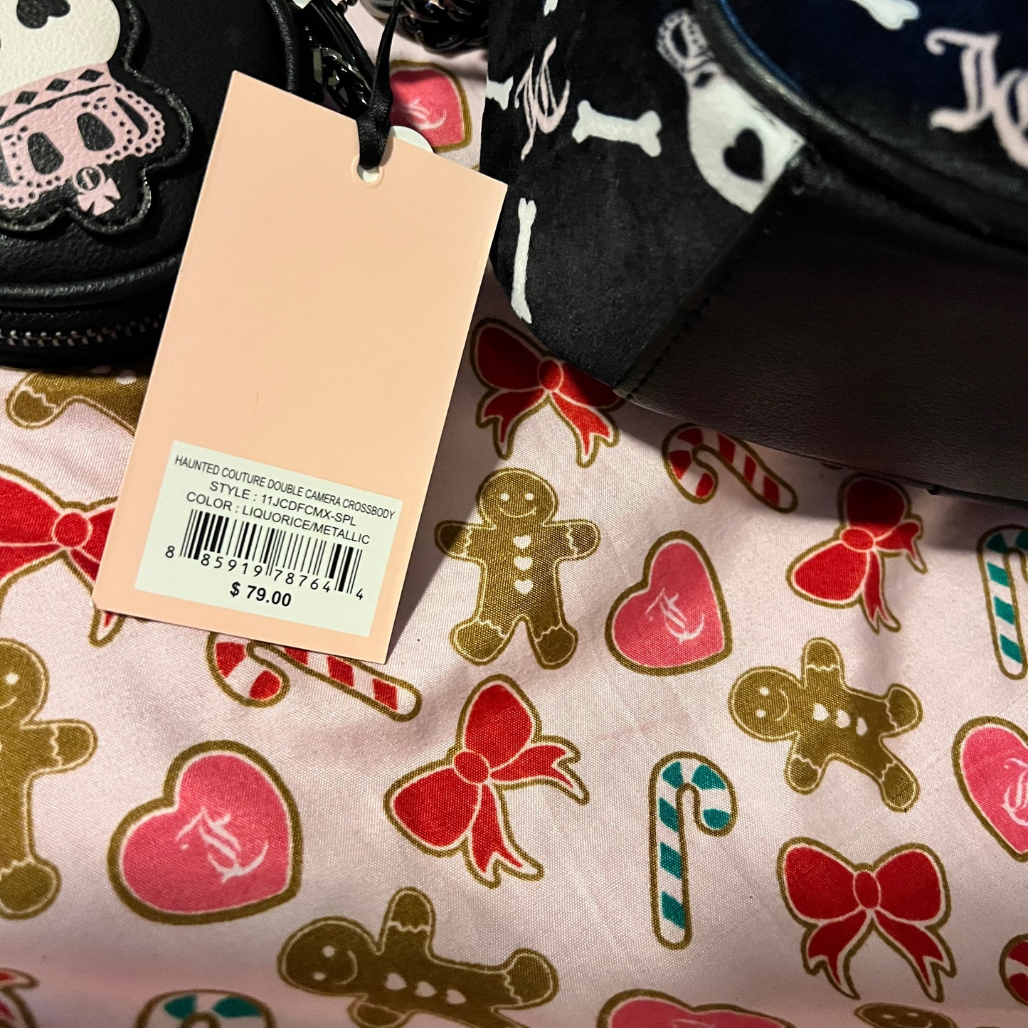 New Black Juicy Couture Crossbody Bag Purse Skull Haunted Couture MSRP $79