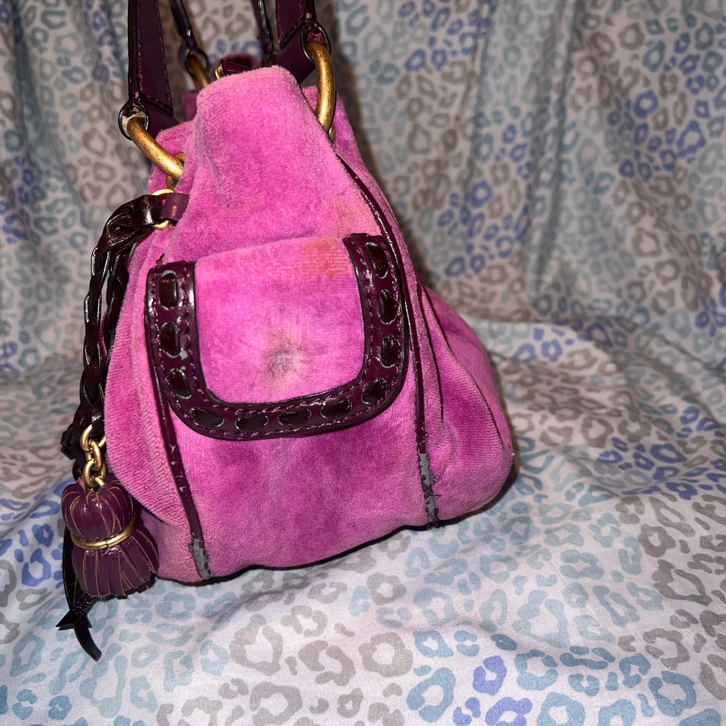 Vintage Purple Juicy Couture Purse Handbag Satchel Bag Y2K  Velour Rare