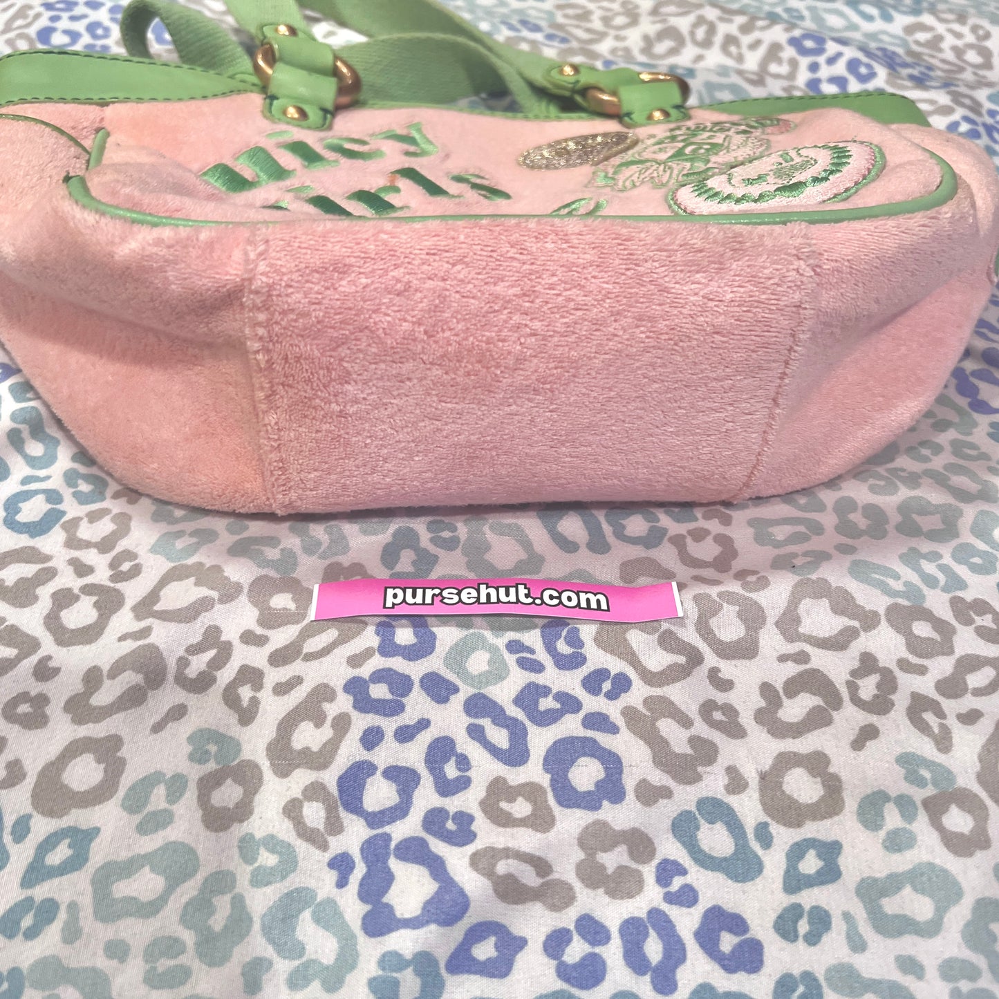 Vintage Rare Green Pink Juicy Couture Purse Handbag Bag Terry - Juicy Girls Rule