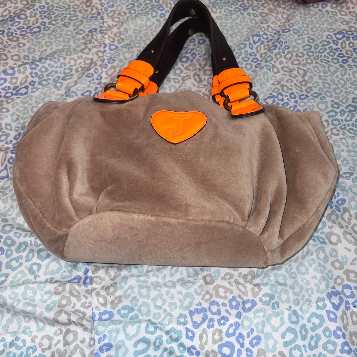 Vintage Tan Brown Juicy Couture Purse Satchel Bag Handbag Velour Scottie Dog Y2K