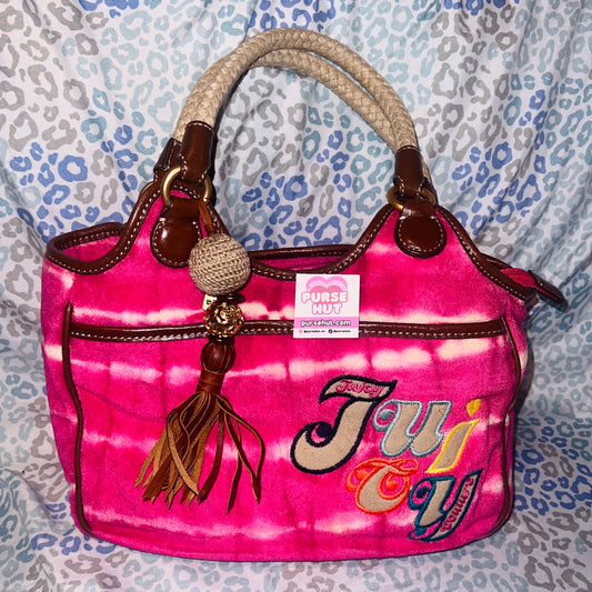 Vintage Pink Juicy Couture Purse Handbag Shoulder Bag Y2K Terry Cloth McBling