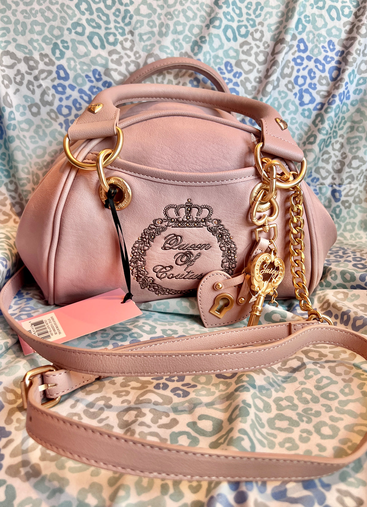 New Light Pink Juicy Couture Purse Satchel Bag Handbag Queen of Couture Bowler
