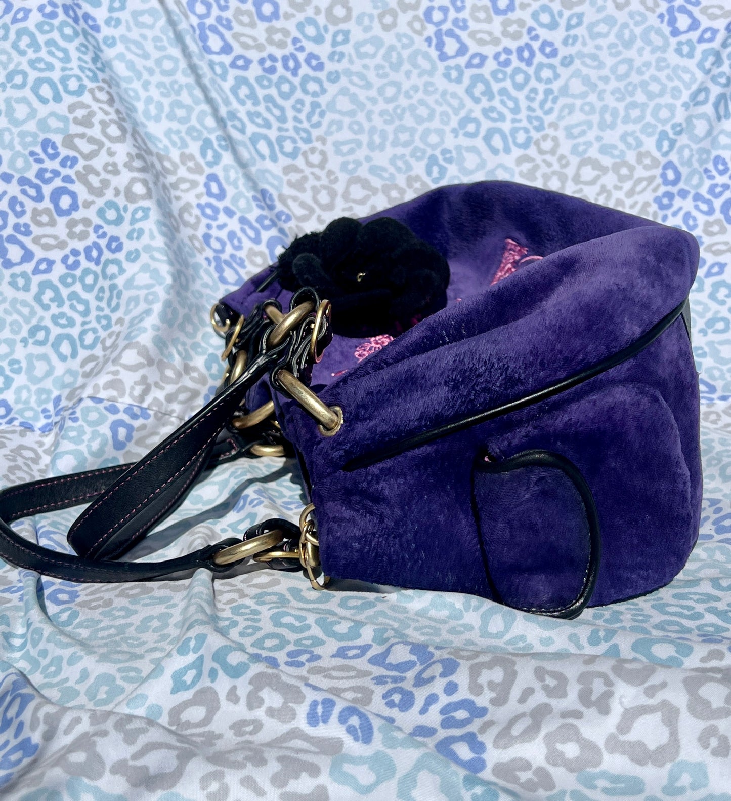 Vintage Purple Pink Juicy Couture Purse Handbag Satchel Velvet Bag Custom Dyed