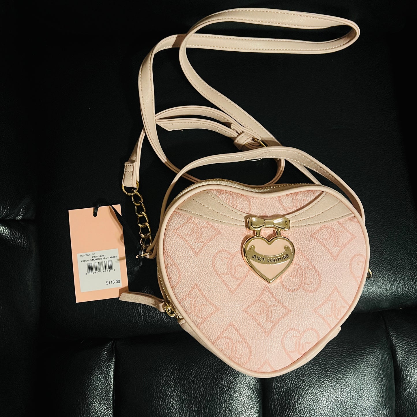 New Pink Juicy Couture Crossbody Bag Purse Heart