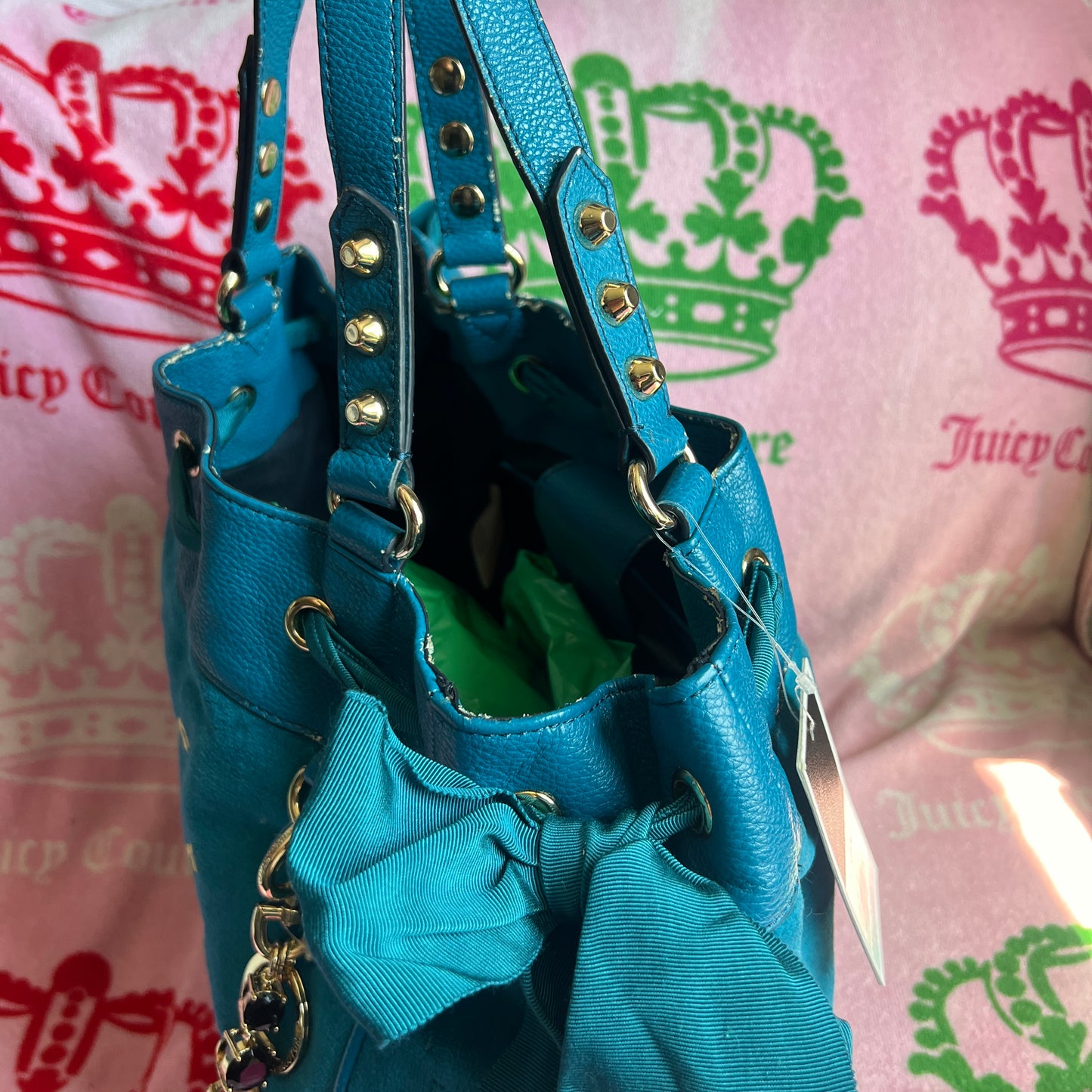 Vintage Blue Juicy Couture Purse Handbag Daydreamer Tote Bag Y2K Velour