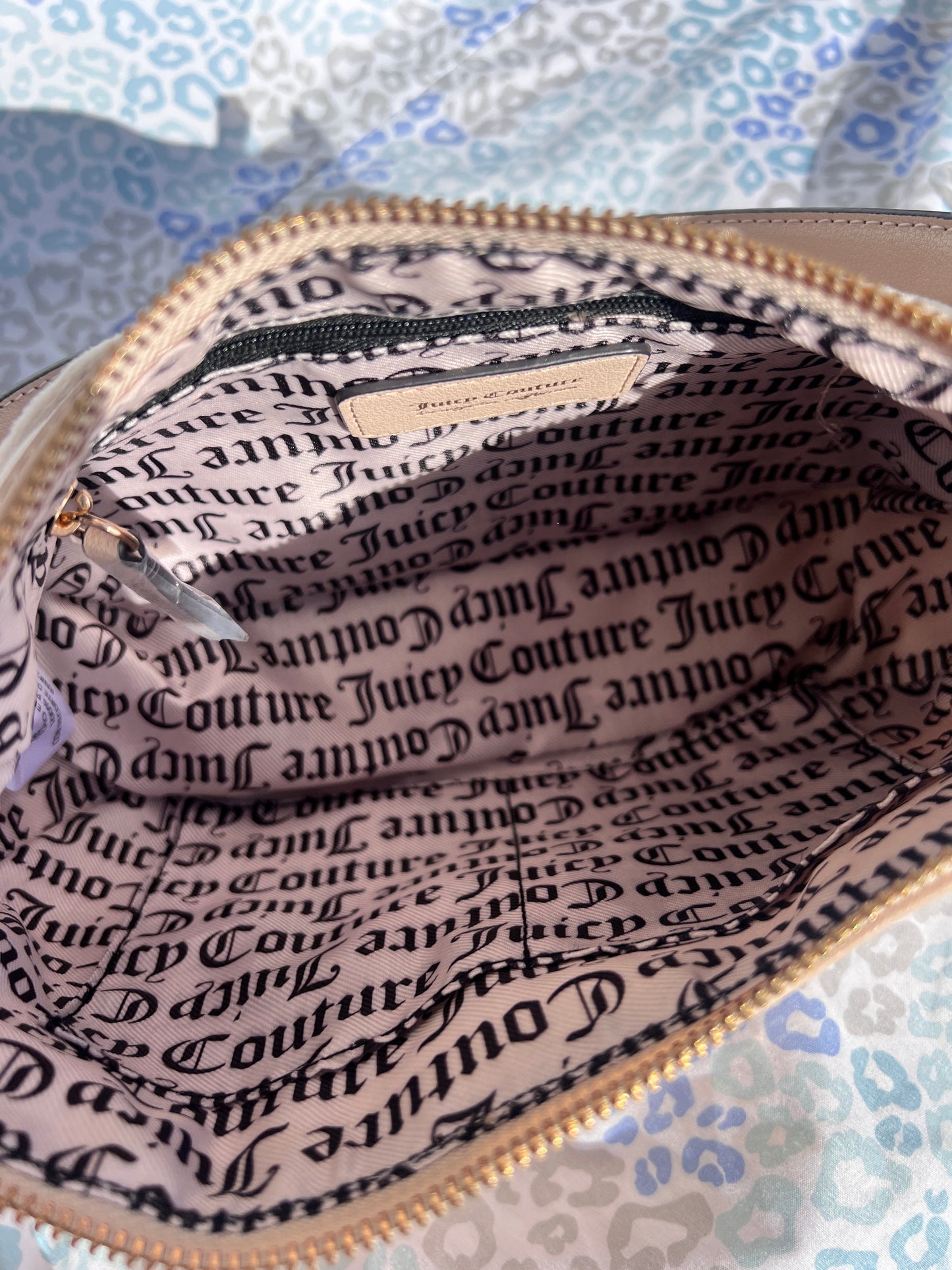 New Cream Juicy Couture Purse Shoulder Bag Velour Handbag MSRP $99 Vintage Style