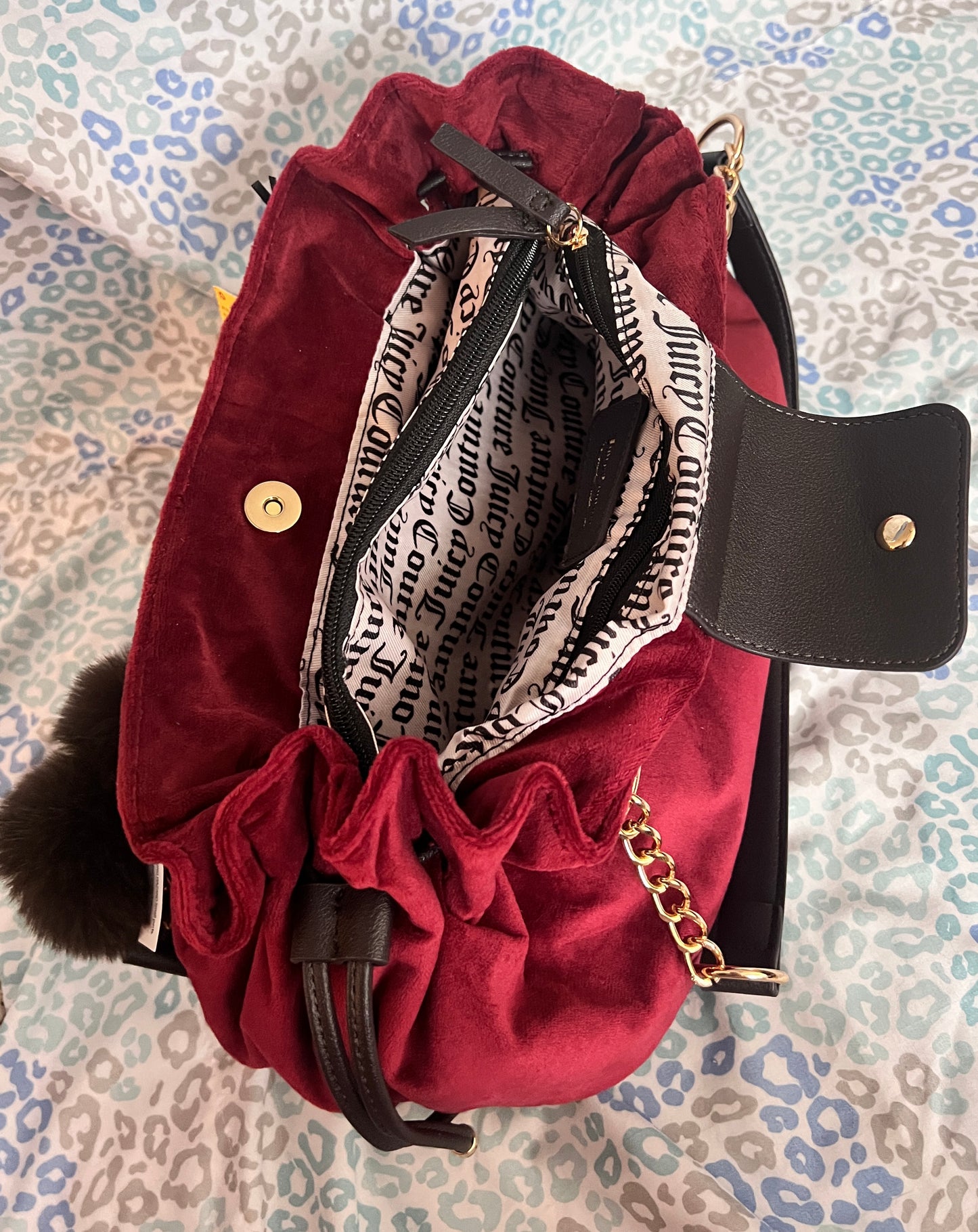 New Maroon Juicy Couture Purse Satchel Bag Handbag Velour