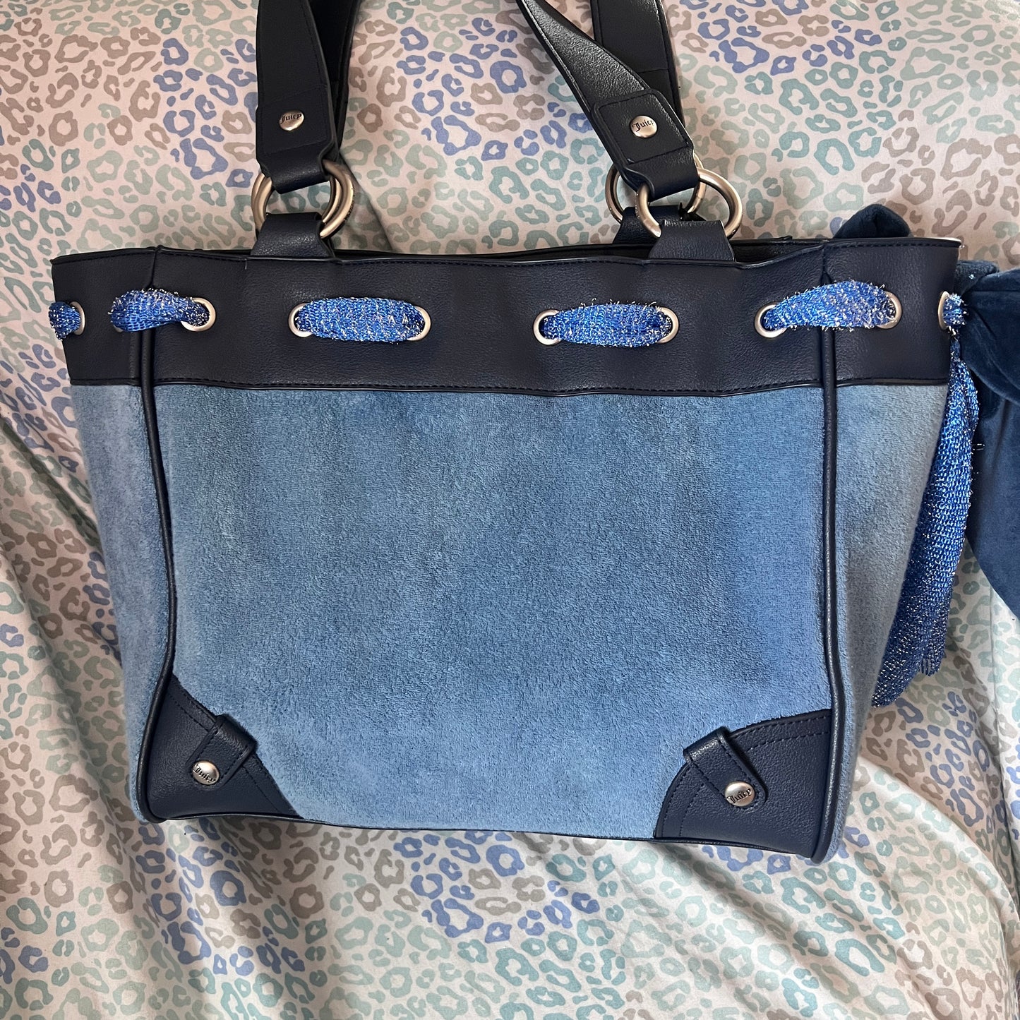 New Blue Juicy Couture Purse Daydreamer Tote Bag Custom Vintage Style Handbag