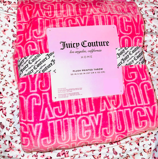 New Pink Juicy Couture Throw Blanket 50” x 60” Plush Bedding