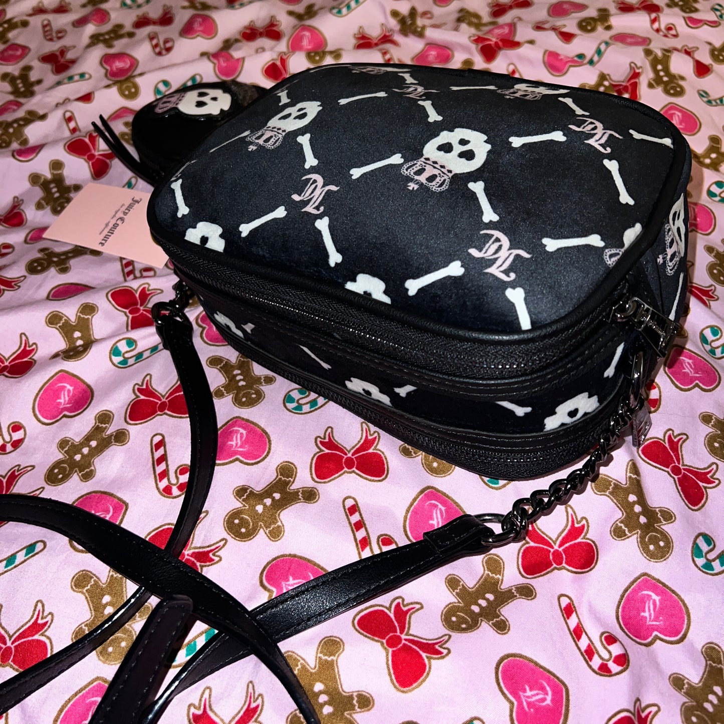 New Black Juicy Couture Crossbody Bag Purse Skull Haunted Couture MSRP $79