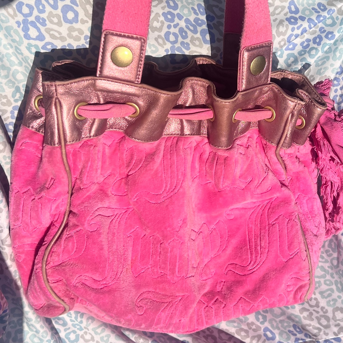 Vintage Pink Juicy Couture Purse Daydreamer Tote Bag Y2K Velour Rare Quilted